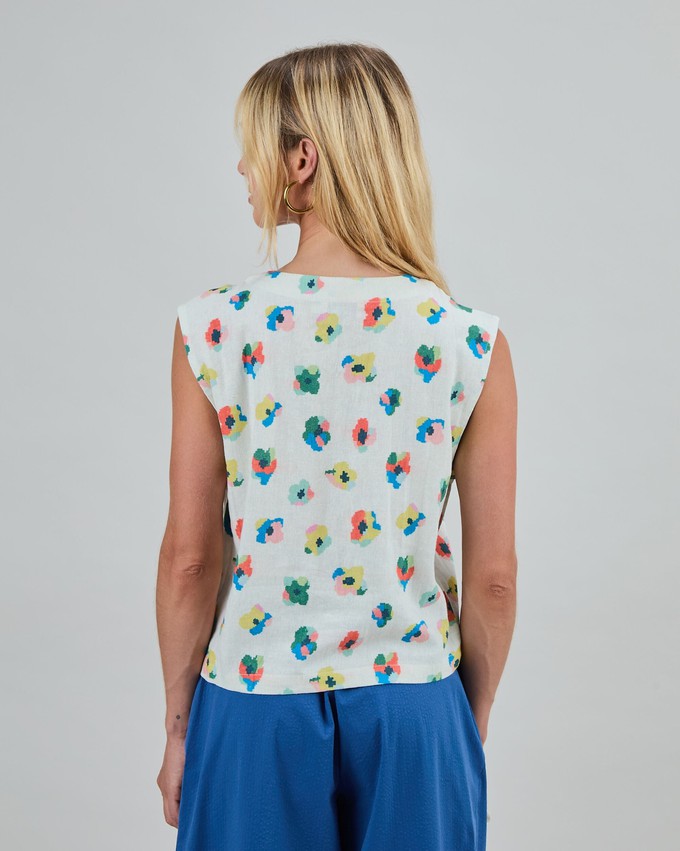 Mini Flower Button Up Blouse Ecru from Brava Fabrics