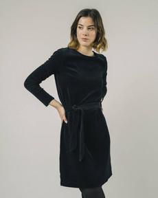 Corduroy Belted Dress Black van Brava Fabrics