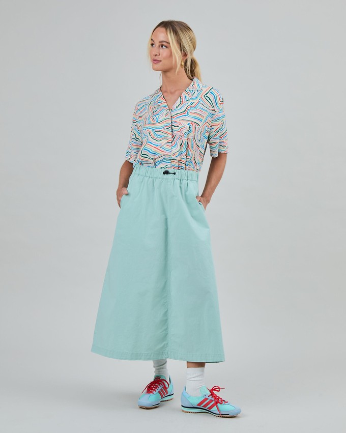 Elastic Comfy Midi Skirt Light Green from Brava Fabrics