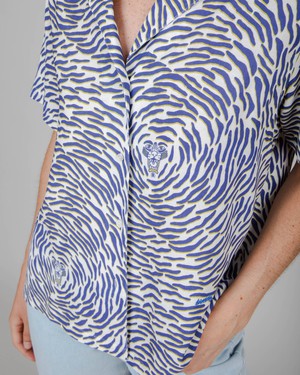Asis Percales Tiger Aloha Blouse White from Brava Fabrics