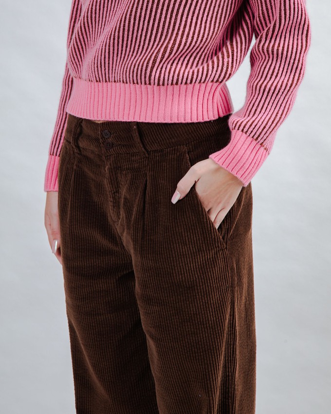 Corduroy Pleated Pants Chocolate from Brava Fabrics