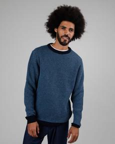 Contrast Wool Cashmere Sweater Navy via Brava Fabrics