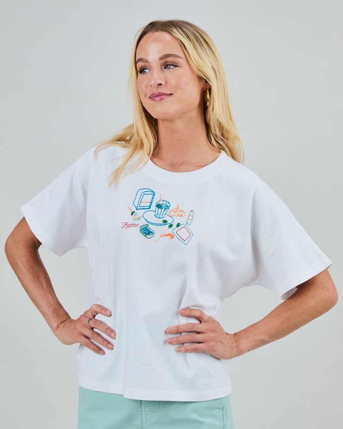 Chiringuito Embroidery Oversize Tee White from Brava Fabrics