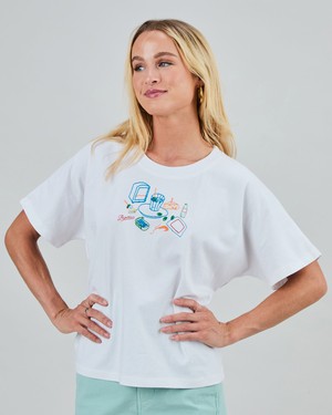 Chiringuito Embroidery Oversize Tee White from Brava Fabrics