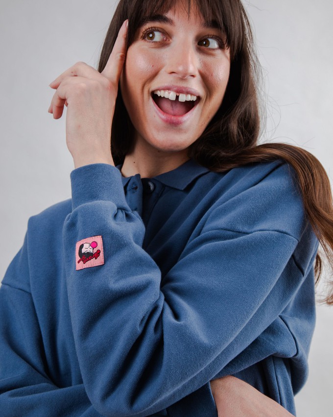 Brava Gum Polo Sweatshirt Indigo from Brava Fabrics