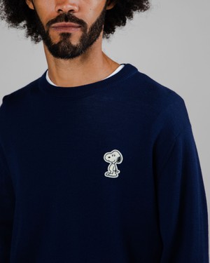 Snoopy Patch Wool Sweater Navy from Brava Fabrics
