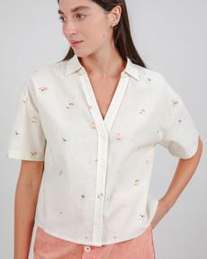 Beach Please Cropped Blouse Ecru via Brava Fabrics
