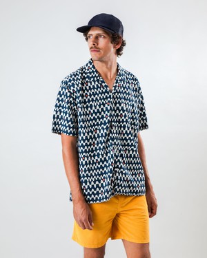 Sunset Aloha Shirt Navy from Brava Fabrics