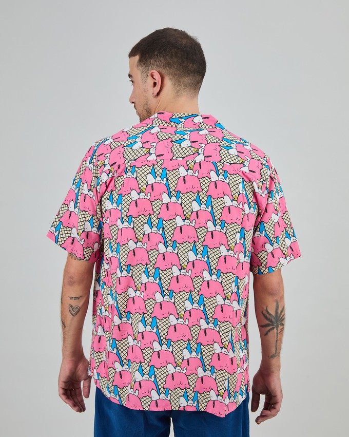 Peanuts Gelato Aloha Shirt Pink from Brava Fabrics