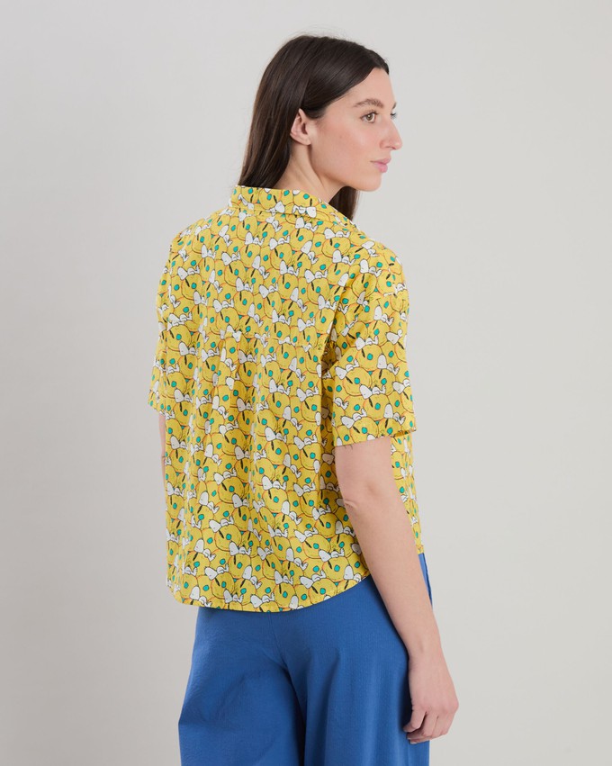 Peanuts Donuts Oversize Cropped Blouse Yellow from Brava Fabrics