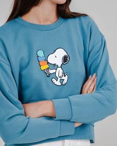 Peanuts Icecream Sweatshirt Blue via Brava Fabrics