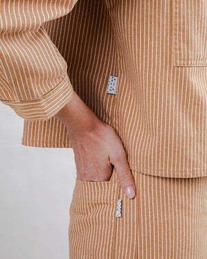 Striped Boxy Shirt Camel from Brava Fabrics