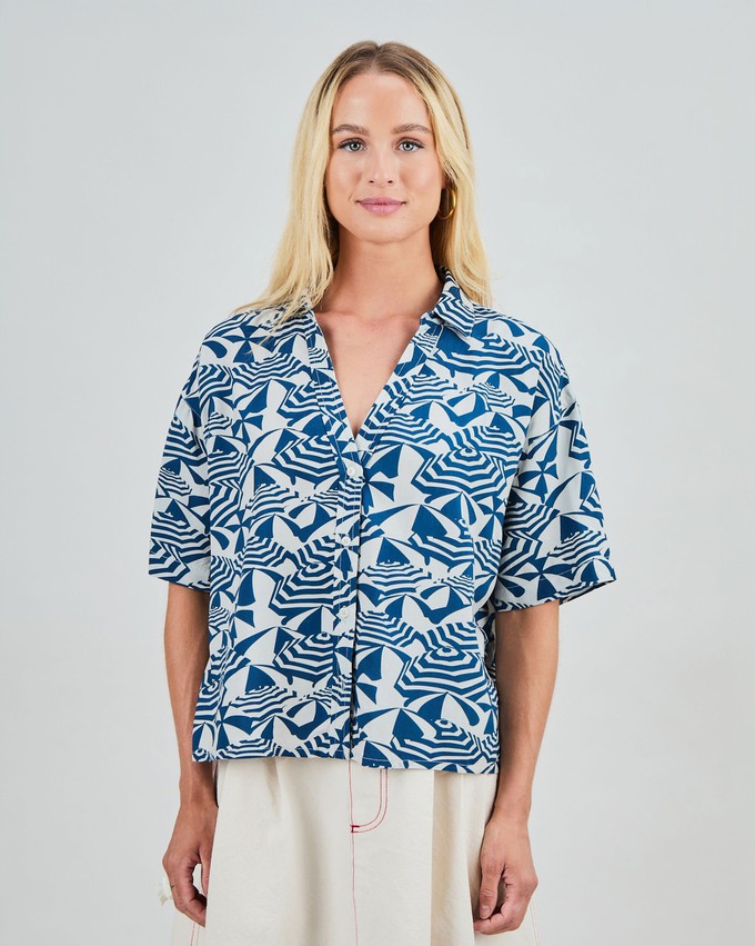 Sombrilla Oversize Cropped Blouse Blue from Brava Fabrics