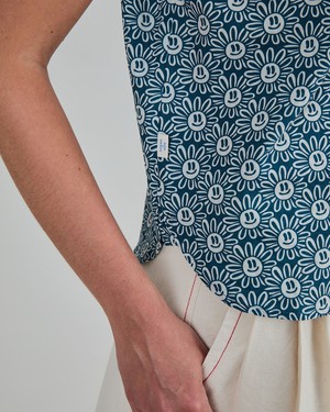 Asis Percales Daisy Sleeveless Blouse Blue from Brava Fabrics
