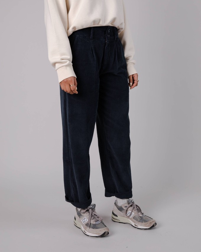 Corduroy Pleated Pants Navy from Brava Fabrics