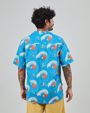 Peanuts Surf Aloha Shirt Blue from Brava Fabrics