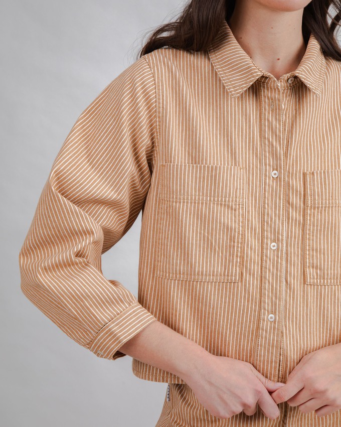 Striped Boxy Shirt Camel from Brava Fabrics