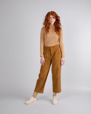 Corduroy Pleated Pants Camel from Brava Fabrics