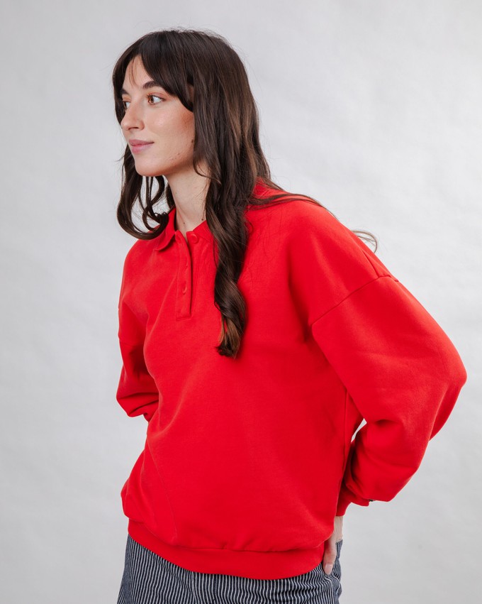 Brava Gum Polo Sweatshirt Red from Brava Fabrics