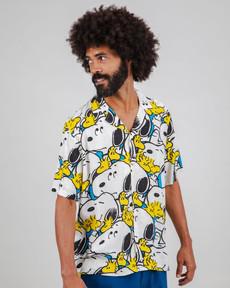 Peanuts Freehugs Aloha Shirt White via Brava Fabrics