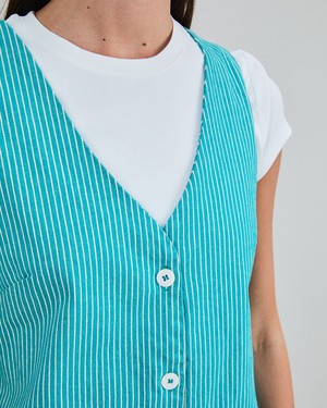 Denim Stripes Short Dress Green from Brava Fabrics