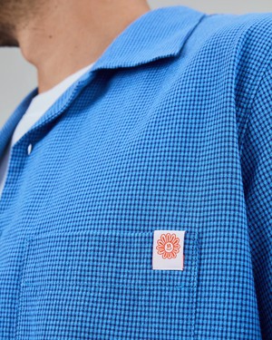 Asis Percales Daisy Checks Oversize Shirt Blue from Brava Fabrics