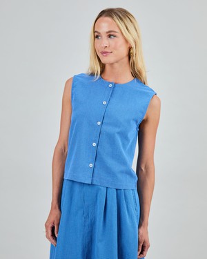 Checks Button Up Blouse Blue from Brava Fabrics