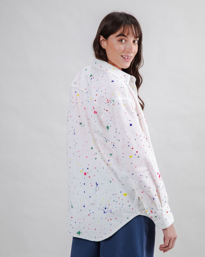 Splash Paint Corduroy Long Overshirt from Brava Fabrics