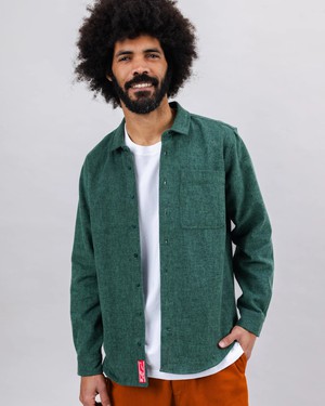 Pizza Flannel Overshirt Green from Brava Fabrics