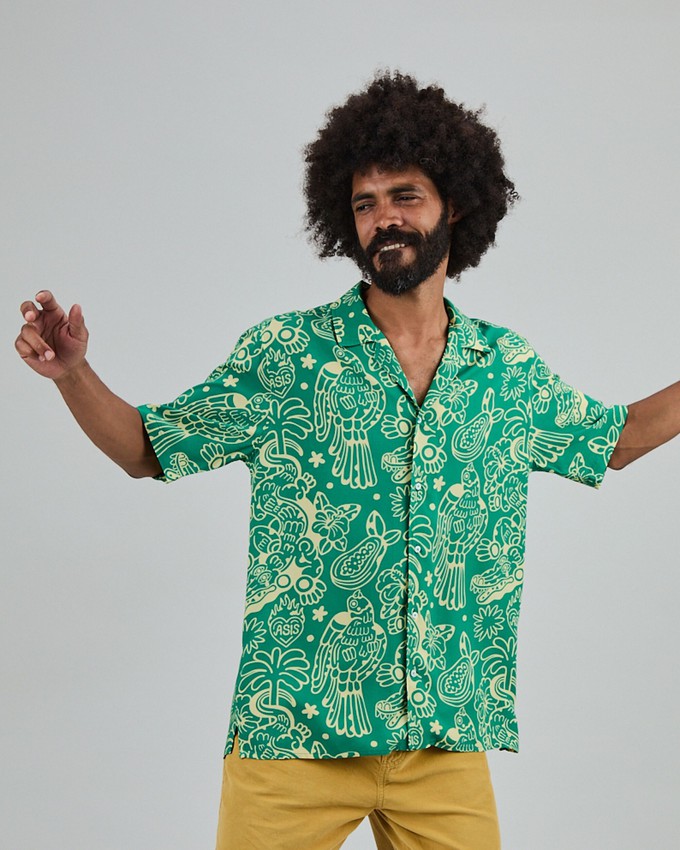 Asis Percales Crocodylus Aloha Shirt Green from Brava Fabrics