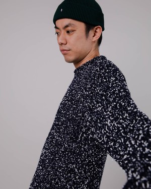 Two Tones Wool Sweater Navy from Brava Fabrics