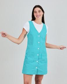 Denim Stripes Short Dress Green via Brava Fabrics