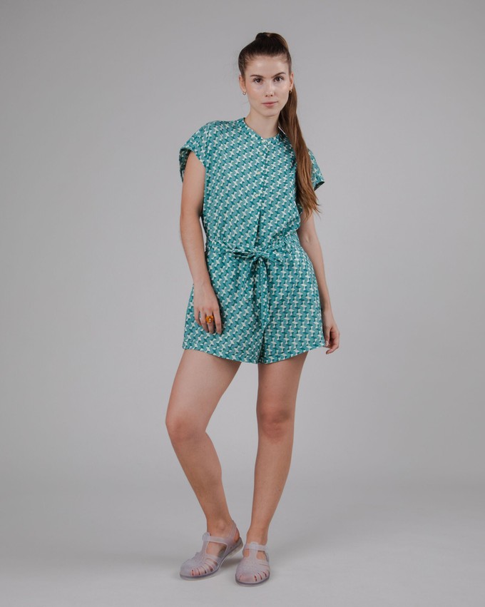 Tiles Belted Cotton Shorts Ocean from Brava Fabrics