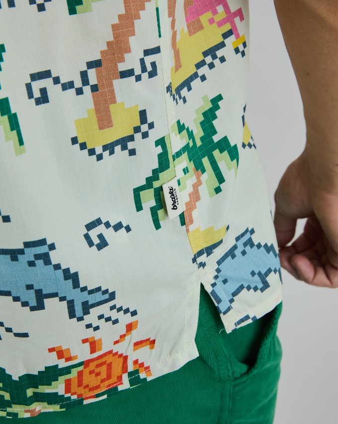 Tropical Pixel Aloha Shirt Ecru from Brava Fabrics