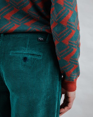 Corduroy Pleated Chino Pants Forest Green from Brava Fabrics