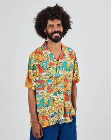 Asis Percales Party Animal Aloha Shirt via Brava Fabrics