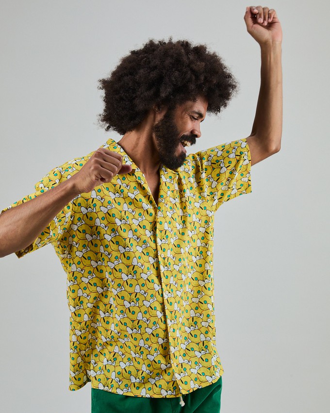 Peanuts Donuts Aloha Shirt Yellow from Brava Fabrics