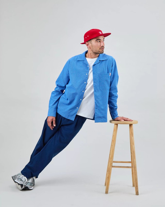Asis Percales Daisy Checks Oversize Shirt Blue from Brava Fabrics
