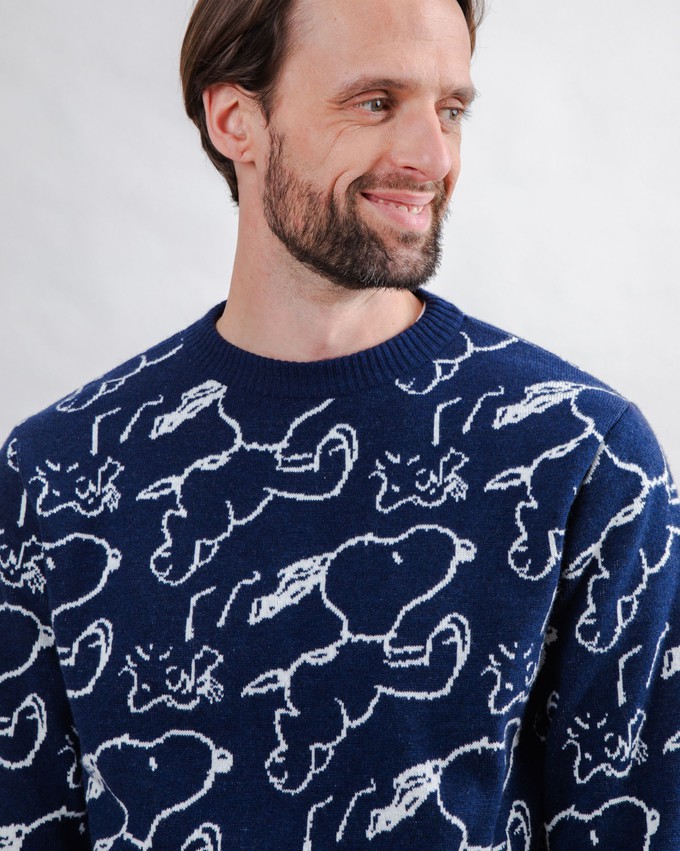 Peanuts Sweater Jacquard Navy from Brava Fabrics
