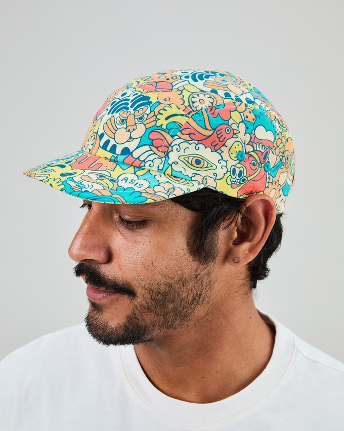 Asis Percales Animal Party 5 panel Cap from Brava Fabrics