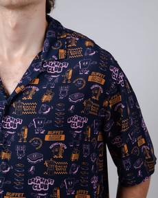 Buffet Aloha Shirt Navy via Brava Fabrics