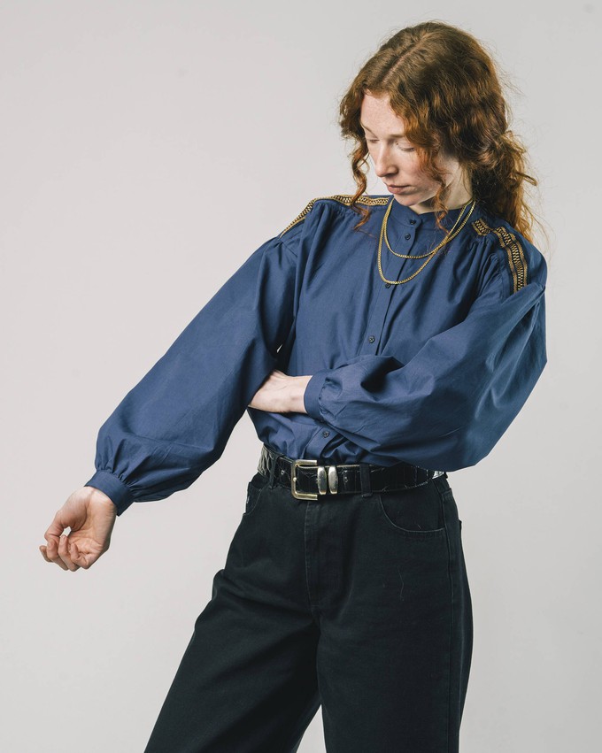 Ribbon Blouse Navy from Brava Fabrics