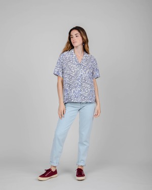 Asis Percales Tiger Aloha Blouse White from Brava Fabrics
