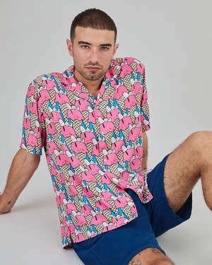 Peanuts Gelato Aloha Shirt Pink from Brava Fabrics