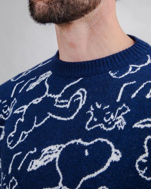 Peanuts Sweater Jacquard Navy from Brava Fabrics