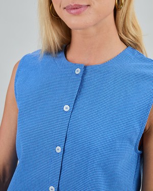 Checks Button Up Blouse Blue from Brava Fabrics
