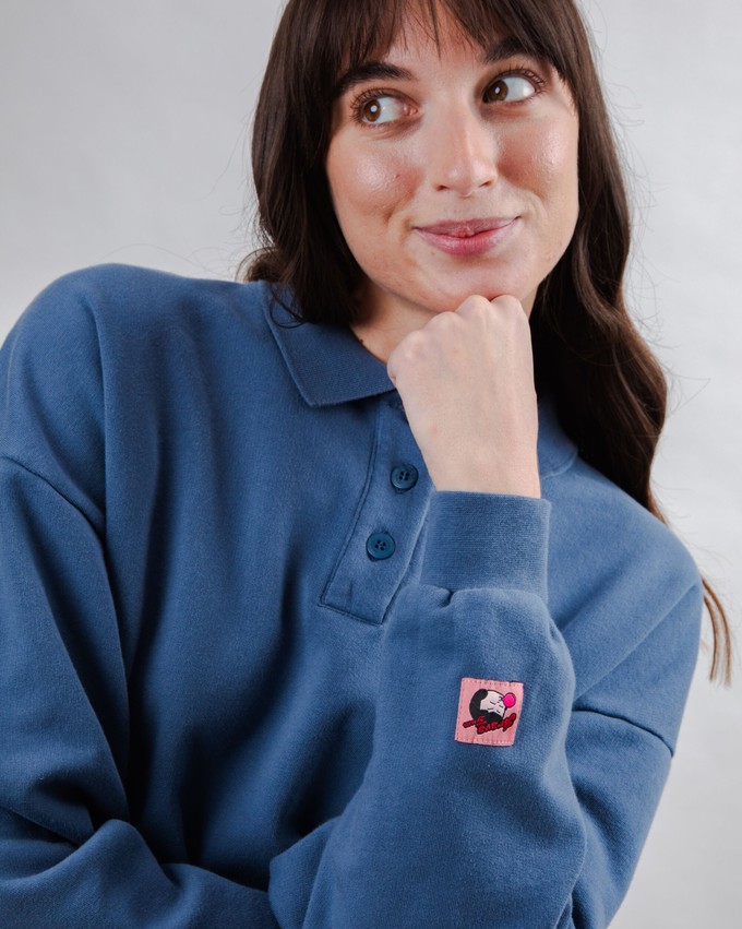 Brava Gum Polo Sweatshirt Indigo from Brava Fabrics