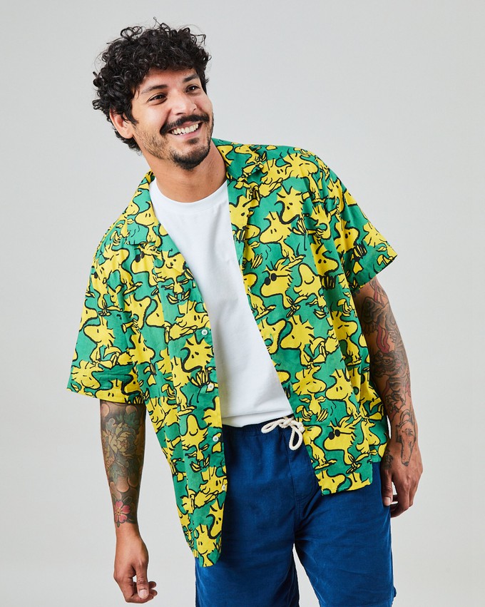 Peanuts Woodstock Aloha Shirts Green from Brava Fabrics