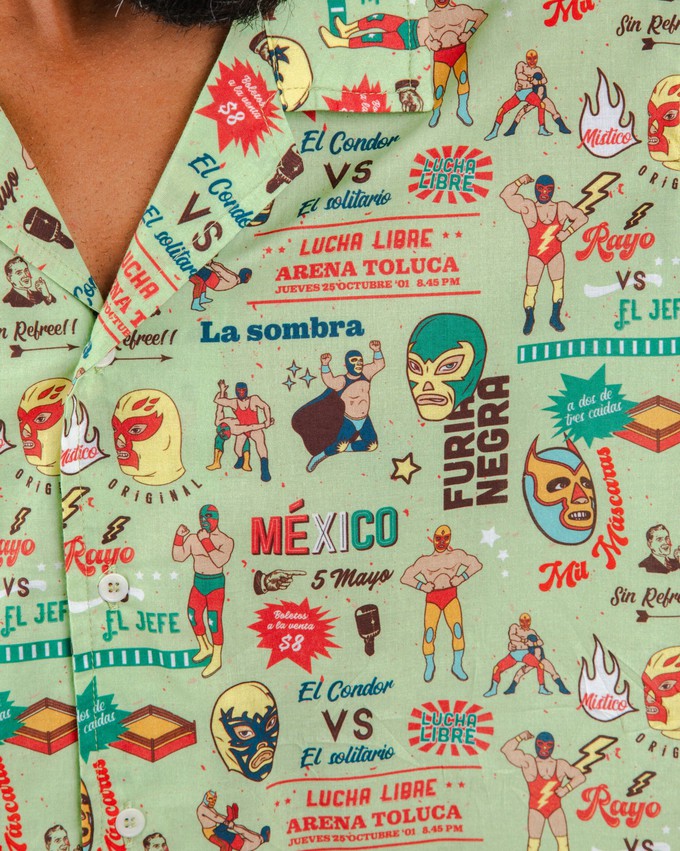 Lucha Libre Aloha Shirt from Brava Fabrics
