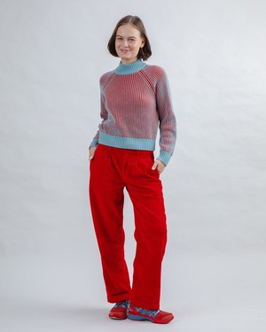 Corduroy Pleated Pants Red from Brava Fabrics